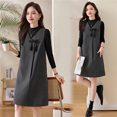 主推现货2026年气质优雅复古新中式背心裙+针织打底衫两件套，女装套装/套裙，姿衣坊