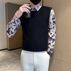 店主风小伙秋冬男士针织毛衣假二件打底衫301A-1/M86/P75，男装T恤，星座301A-1