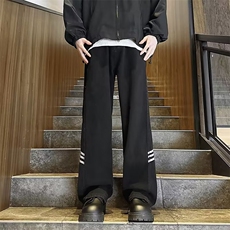 美式复古三条杆牛仔裤男直筒宽松潮牌阔腿裤高街潮流男生休闲长裤，男装牛仔裤，星座601-2