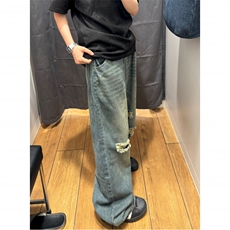 高街复古牛仔裤男款潮牌宽松直筒休闲阔腿长裤子NZ11-P58，男装牛仔裤，星座308B-2