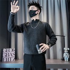 加绒一体绒毛衣男纽扣针织衫社会小伙店主风301C-M119-P78控108，男装针织衫/毛衣，星座301C（原B323）