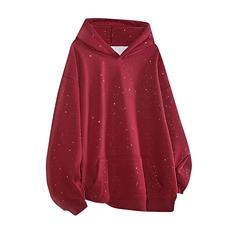 抖音得物品质二开支持退换480克全棉加绒加厚满天星连帽卫衣CM10，男装卫衣，电商A486-1