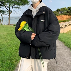 帛跃绣标立领棉服保暖加厚棉衣冬季男港风日系面包服MD44，男装棉衣，星座1116A-1（原606A）