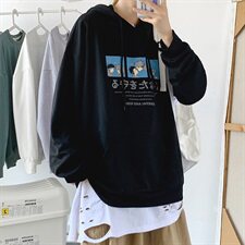 703-W7233秋季情侣卡通印花连帽套头卫衣，男装卫衣，星座703