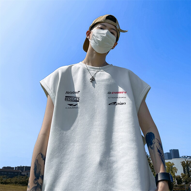 量大优供视频得物直播品230克夏季麂皮绒背心无袖T恤BJ322,男装T恤,电商A486