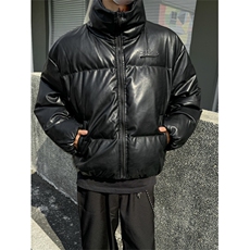 XZ1005-1-TTH00118-批108-立体刺绣PU皮立领短款面包棉服，男装棉衣，星座1005-1