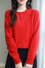 原单好货纯棉开衫女毛衣外套2023新款春秋外搭针织衫上衣宽松厚，女装针织衫/毛衣，品高羊绒