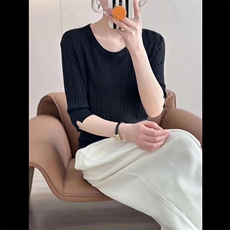 冰丝七分袖，女装针织衫/毛衣，林达羊绒