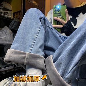 冬季加绒牛仔裤男加厚保暖直筒休闲裤子A080-9291-常规P35加绒P45图片