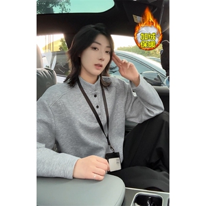 网图 蓄热亨利领350g重磅华棉长袖T恤男T24555J加绒-特P23控48图片