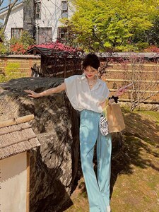 夏季垫肩衬衫 均码 现货图片
