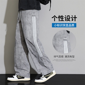 夏季薄款条纹休闲裤男生宽松抽绳阔腿长裤2025透气新款K8205-P45图片