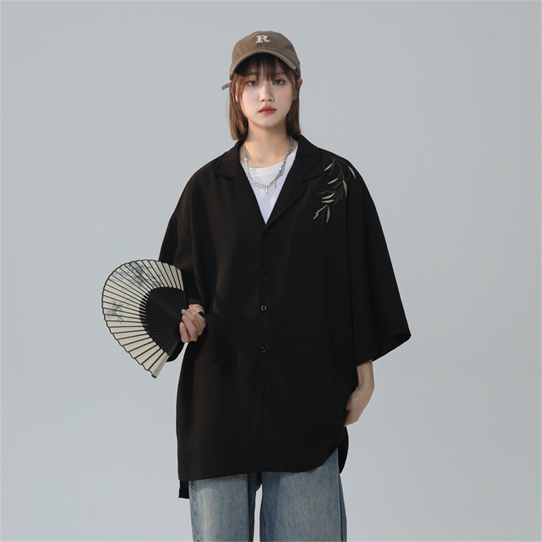 C9069/P35夏季新款新中式风格盘扣垂感刺绣衬衫男衬衣西服领上衣,男装西服,电商A141
