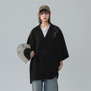 C9069/P35夏季新款新中式风格盘扣垂感刺绣衬衫男衬衣西服领上衣图片