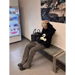 暗黑系蛇图海马毛衣美式复古潮ins宽松百搭高级针织衫 MY89 特P53图片