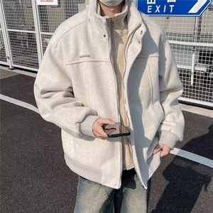 秋冬季美式复古加厚假两件外套男女宽松休闲小众夹克潮W92966-p96图片