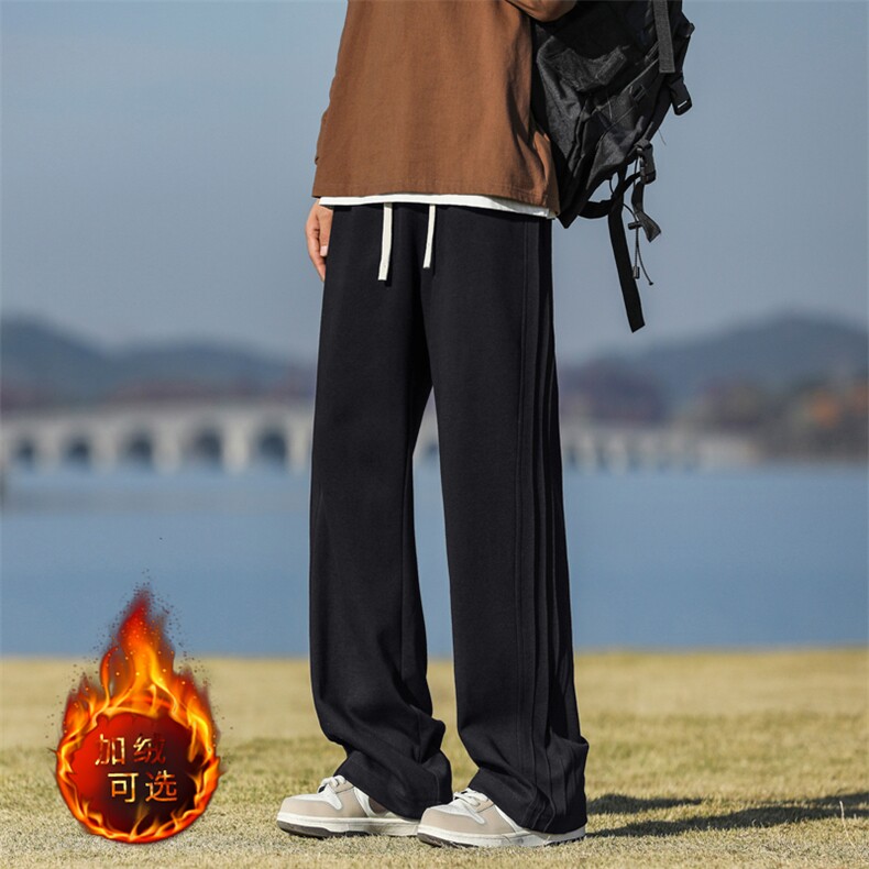 坠感垂顺重磅华棉秋冬加绒黑色休闲裤X1610-特批35加绒特批46，男装卫衣，星座718