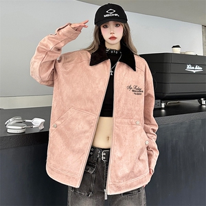 A156-P85 麂皮绒外套春秋新款美式复古休闲夹克棒球服翻领图片