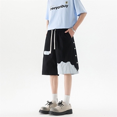 8XL-M特大码短裤男夏季新款大码vibe破洞拼接高街短裤DK1518P50，男装休闲裤，电商D206-1