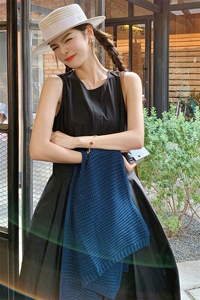 夏季新款高级感简约时尚显瘦背心裙2025女法式休闲无袖圆领连衣裙图片