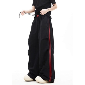 凉感速干防晒工装裤男女夏季潮条纹撞色休闲情侣伞兵裤 KB896图片
