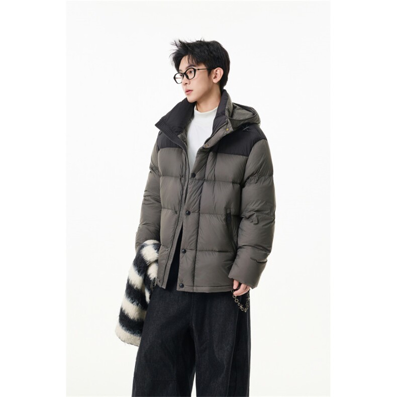 90%绒新标有报告连帽撞色韩版宽松羽绒服外套Y990/370现货,男装羽绒服,星座202