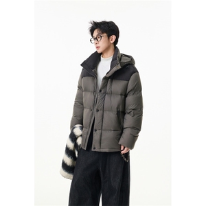 90%绒新标有报告连帽撞色韩版宽松羽绒服外套Y990/370 现货图片