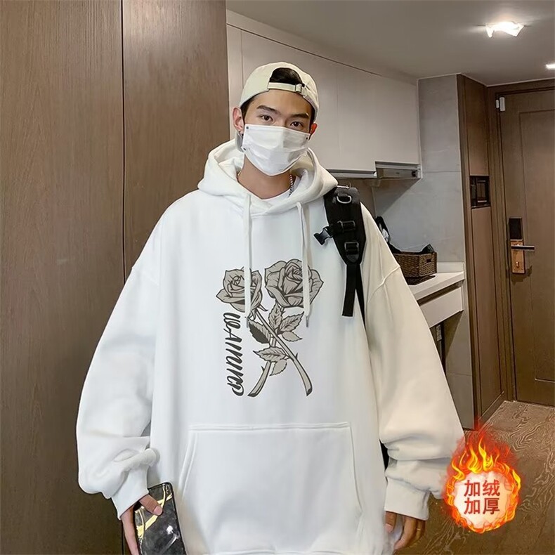 2023新款潮牌卫衣男青少年秋季休闲连帽套头印花帽衫YJ69加绒P30,男装卫衣,星座1116-2