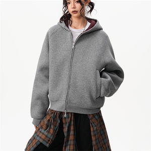 抖音得物品质 26春装美式高街重磅结构双层双面卫衣开衫外套XS107图片