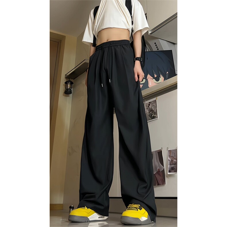 主推量大供视频薄款垂感冰丝西裤褶皱直筒山本裤A462特P35控58，男装西裤，电商A309