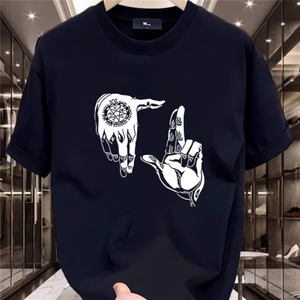 1506/QB16180/P23轻薄正肩款 复古时尚简约狗狗T恤文艺风格创意图片