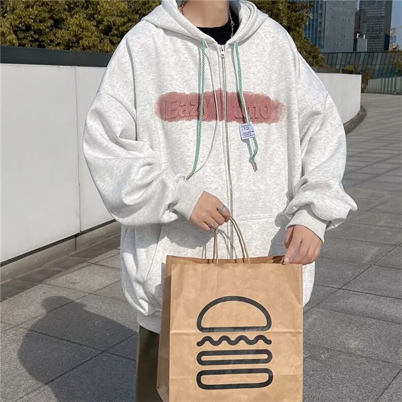 秋季潮流字母开衫宽松连帽卫衣男高街ins港风情侣上衣W5974-P37,男装夹克,星座512-2