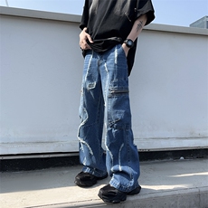 2024春季新款水洗复古牛仔裤男潮牌设计感直筒长裤现货W7762-P60，男装牛仔裤，星座512-3
