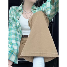 TC715-P45美式复古秋季长袖格纹衬衫女春秋季甜酷学院风衬衣外套，男装衬衫，星座617A-2