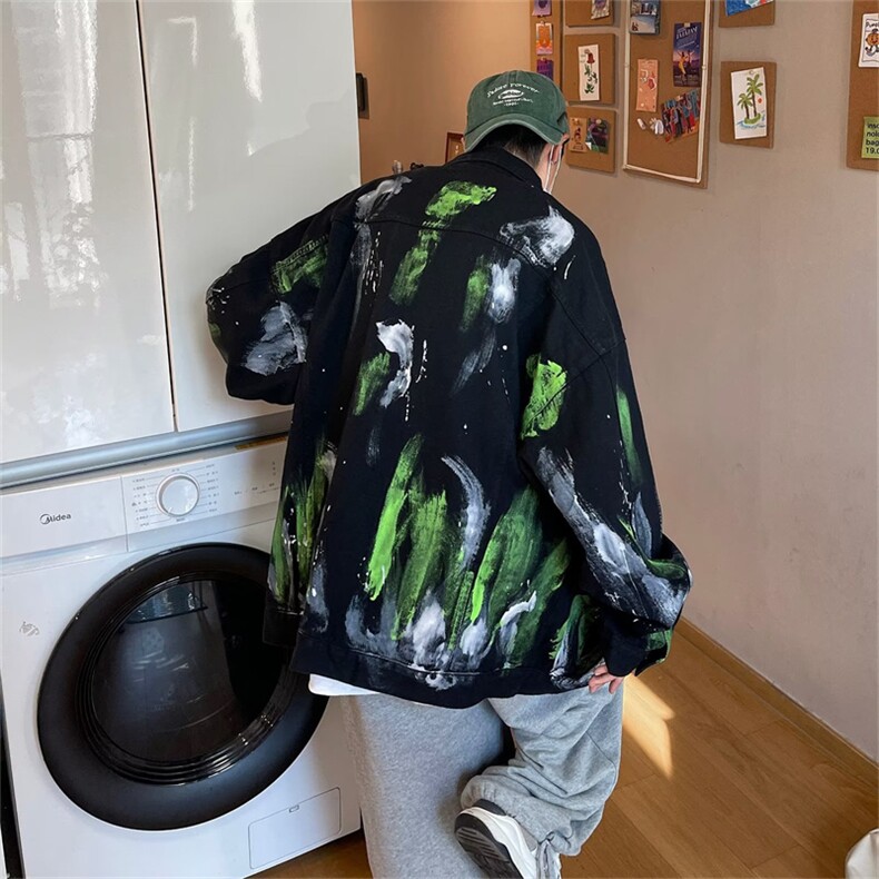 港风牛仔夹克男女ins潮牌高街外套春秋oversize痞帅衣服JK848-P65,男装夹克,星座1008
