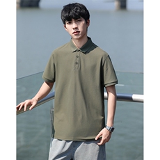 P02短袖男夏季新款纯色潮流半袖上衣休闲透气高级翻领polo衫T恤衫，男装T恤，星座115A-3