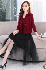 2021秋季新款时尚气质有女人味的两件套毛衣连衣裙，女装连衣裙，金典明美