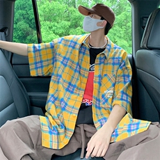 特P35无差价新款夏季时尚百搭格子衬衫-HC2130港风，男装衬衫，电商A003