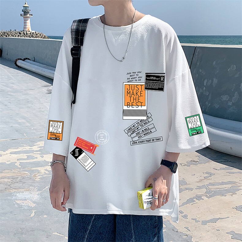 Q11121-P30 春夏季七分袖t恤男大码五分袖男短袖中袖图片