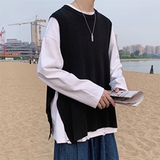 常规潮圆领外套西服无袖宽松针织男士背心潮流新款宽松型青少年，男装背心/马甲，星座1013-1