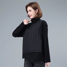 2020冬季新款拼接休闲宽松上衣舒适保暖卫衣，女装卫衣/绒衫，叶笙衣