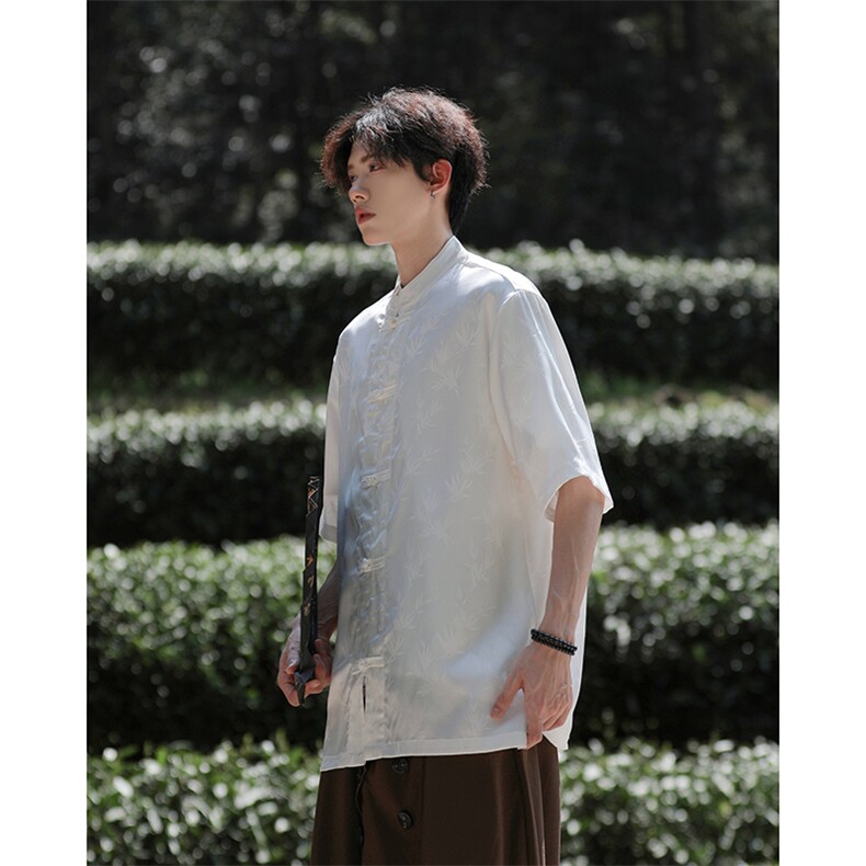 新中式现货上了就卖！夏季宽松大码短袖衬衫A021-CS9898-P65-控88,男装T恤,电商A021