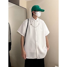 夏季复古衬衫男短袖港风宽松小众设计感趣味新款男装上衣C659，男装衬衫，星座1013
