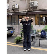 网图-N0372-港风春夏新款2025ins潮高街潮流痞帅长裤，男装牛仔裤，星座1002-2