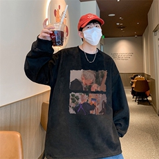 已注册港风供抖音得物高品质直播麂皮绒宽松男卫衣W3016P38，男装卫衣，电商C408(原B339-1)