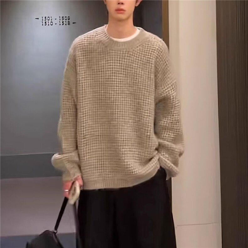 7638-P55人气好货立体提花纹理秋冬男士时尚休闲圆领长袖针织,男装卫衣,电商B323A