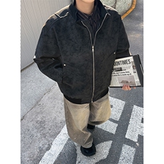 春季抖音得物品质扎染PU皮衣立领雾面皮夹克外套男6158-TP43，男装夹克，星座207