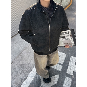 春季抖音得物品质扎染PU皮衣立领雾面皮夹克外套男6158-TP43图片