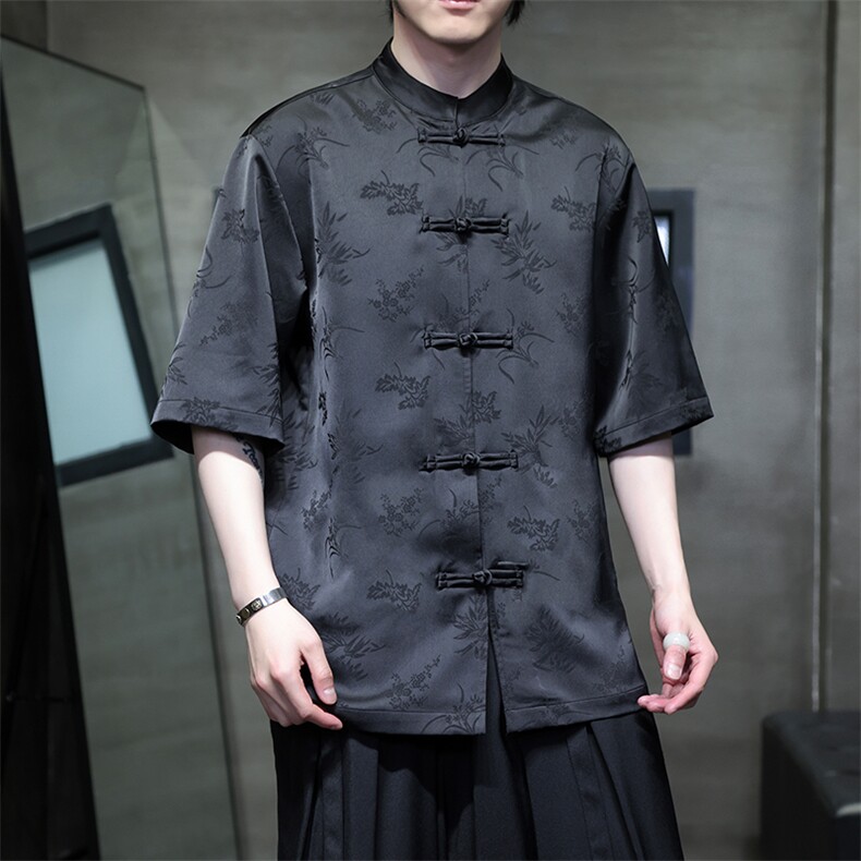 夏季新款短袖风中式提花短袖衬衫开衫男T2802-P65,男装T恤,电商A021