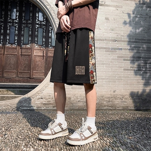 夏季潮流刺绣男士短裤拼接休闲裤个性小熊五分裤A266-KZ707-P25图片